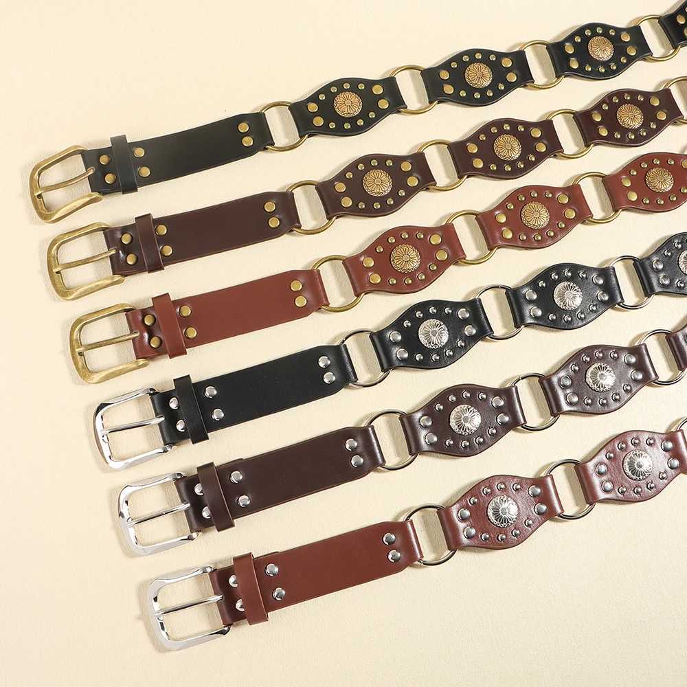 Spice Girl Riveted Slim Belt Retro Millennium Style Splicing Wide Belt Personalized Trend Belt Jeans Belt W240905