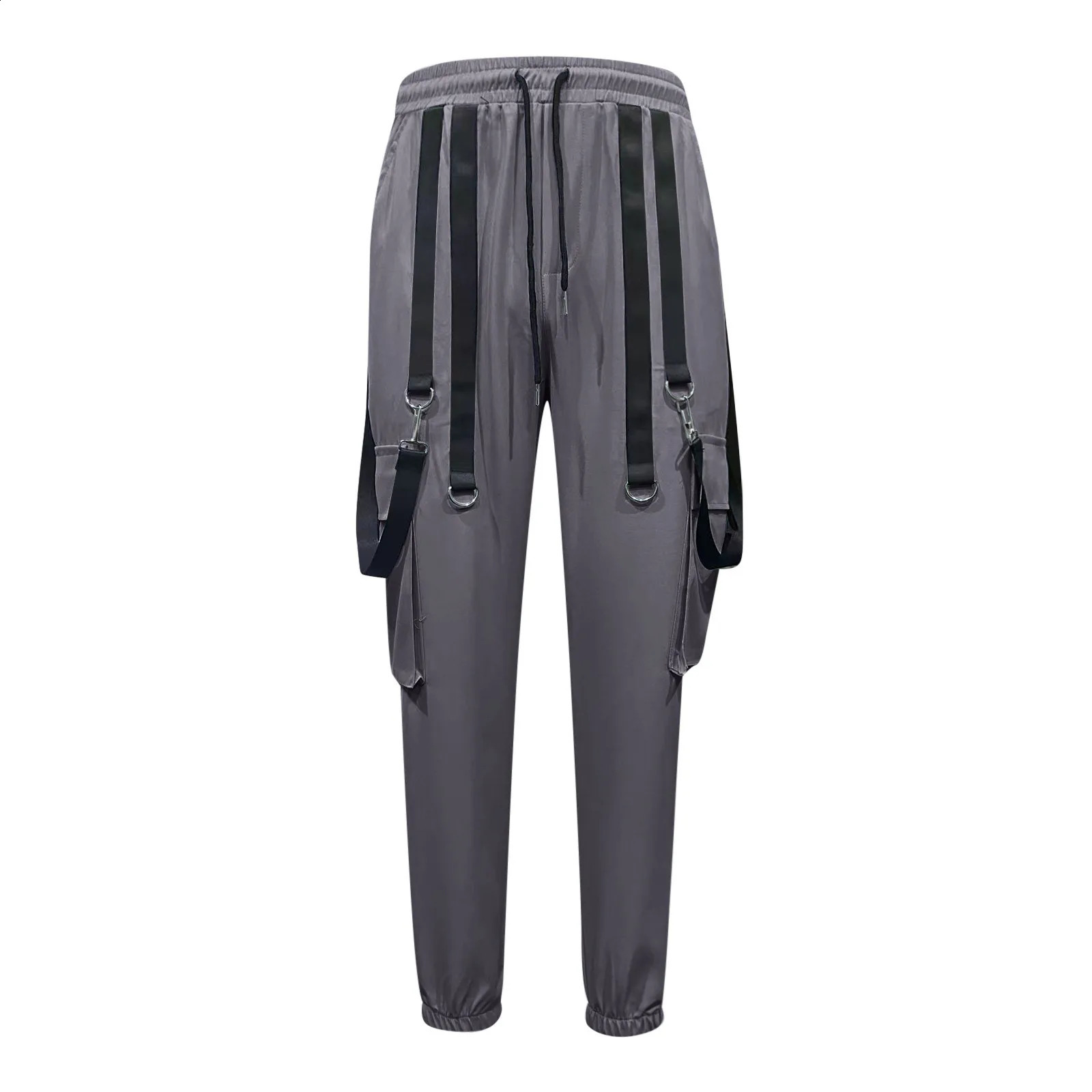 Solid Overalls MenS Long Pants Sport Fitness Trousers Multi Pocket Casual Sweatpants For Man Bunched Feet Jogger Trousers 240906