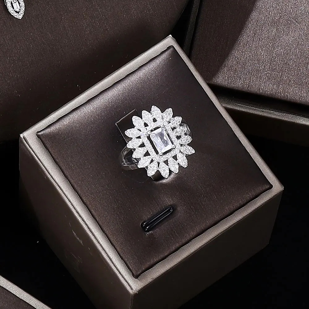 4-piece cubic zirconia necklace bracelet ring fashion Dubai bride wedding jewelry set bridal accessories 240906