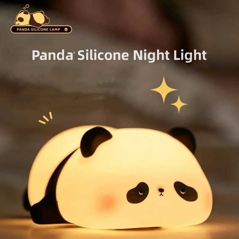 Panda Silicone Night Light USB Charging Bedlight Childrens Holiday Gift Bedroom Decoration Eye Protection Light W240816