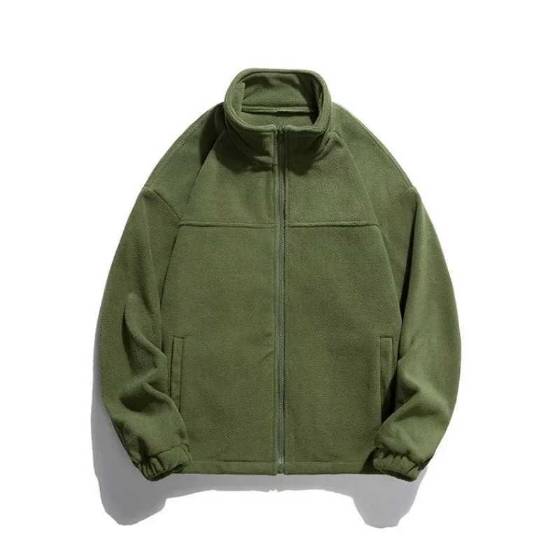 2023 Autumn/Winter Mens New Grain Fleece Jacket Mens Casual Standing Collar Windproof Sweater Jacket Y240906