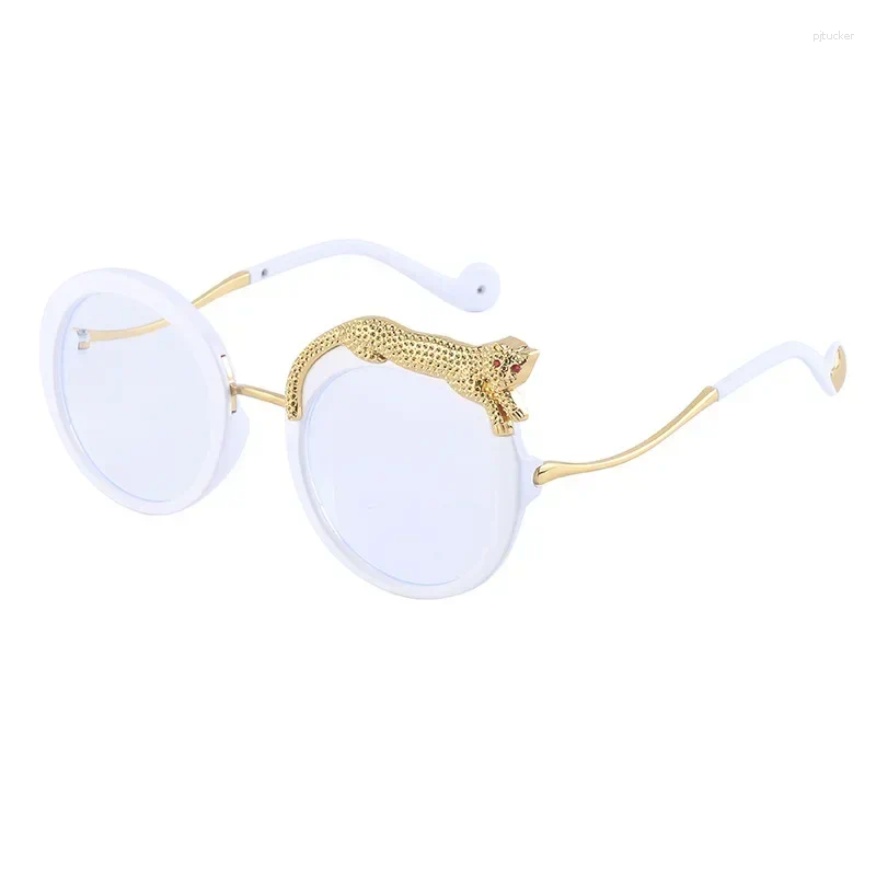 Sunglasses 2024 Round Frame Women Luxury Brand Design Leopard Sun Glasses Vintage Female Eyewear Male UV400 Oculos De Sol