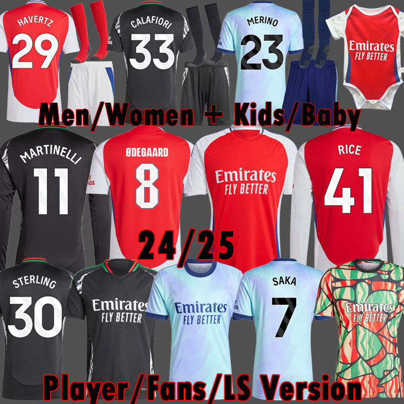 RICE soccer jerseys SALIBA Gunners 24 25 MARTINELLI G. JESUS 2024 2025 ARSen MAHARISHI jersey SAKA All football shirt ODEGAARD No More Red kit Kid Whiteout Equipment