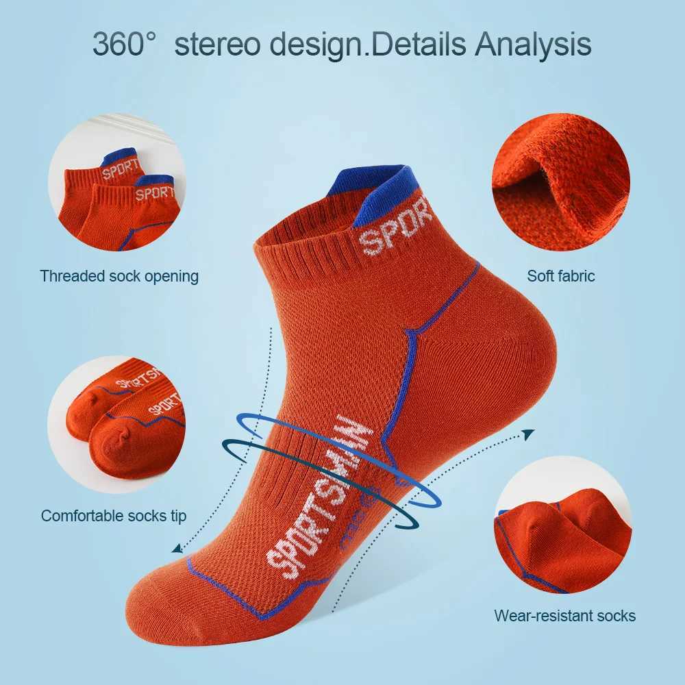 10 pairs of high-quality mens ankle socks breathable cotton sports socks mesh running sports summer thin cut socks size 38-45 W240905