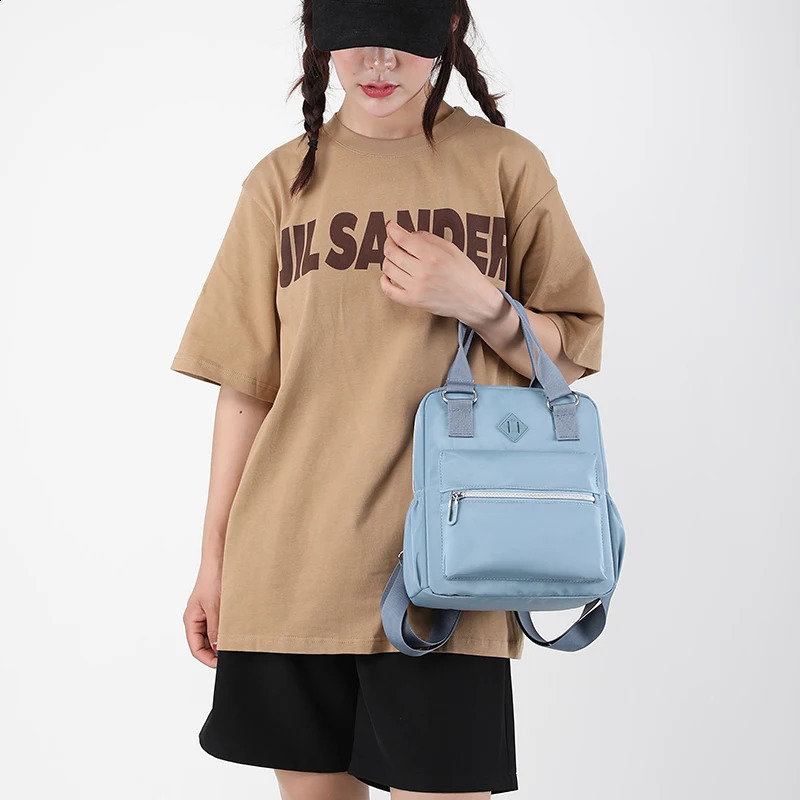 Womens Nylon Backpack Travel Solid Color Shoulder Bag High Quality School Bolsa Mochilans 240906