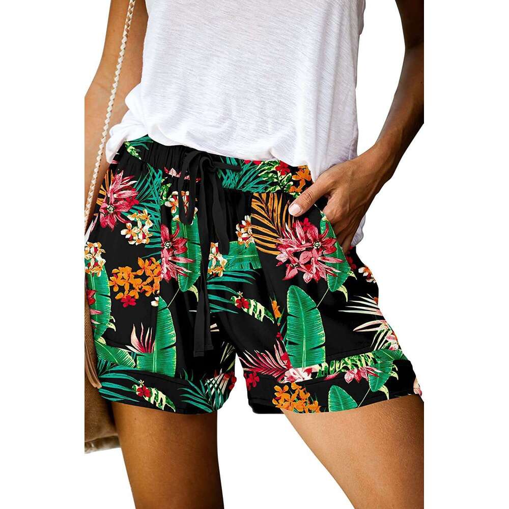 2024 Summer Printed New Style High Waist Straight Short Casual Pants Women's
