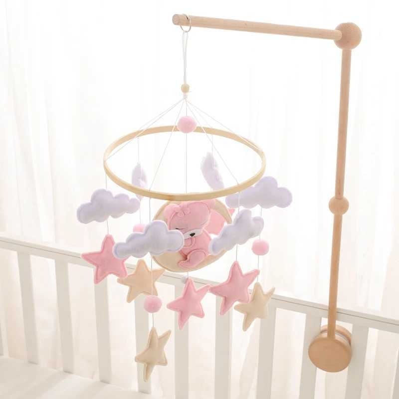 Baby Bell Toy 0-12 Months Baby Bell Stand Wooden Mobile Baby Bell Stand Baby Cradle Toy W240815