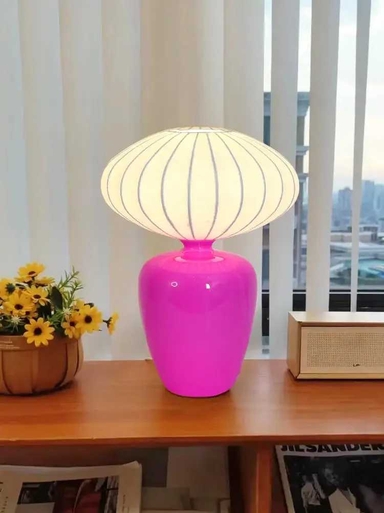 Childrens room floor lamp retro ceramic desk lamp retro silk desk lamp bedroom living room study desk lamp W240816