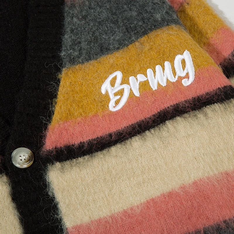 Harajuku Vintage Striped Cardigan Womens Winter Oversized Knitted Button Cardigan Jacket Jumper Casual Grandpa Ugly Sweater men 240906