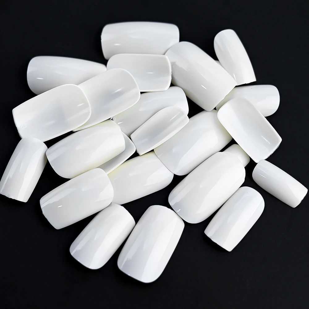 100 pieces of white square fake nails fully covered acrylic artificial fake nail tips female nail decoration 10 sizes according to nails W240905