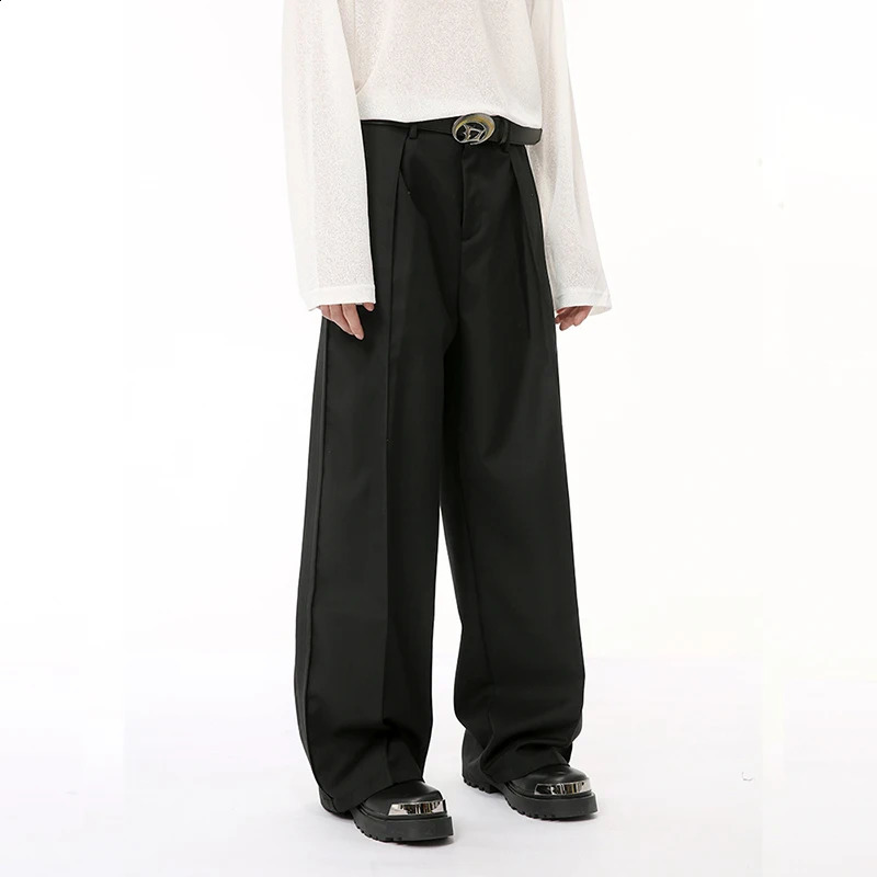 IEFB mens suit pants high three fold wide leg straight fall casual wear summer Chic 9C6683 240905