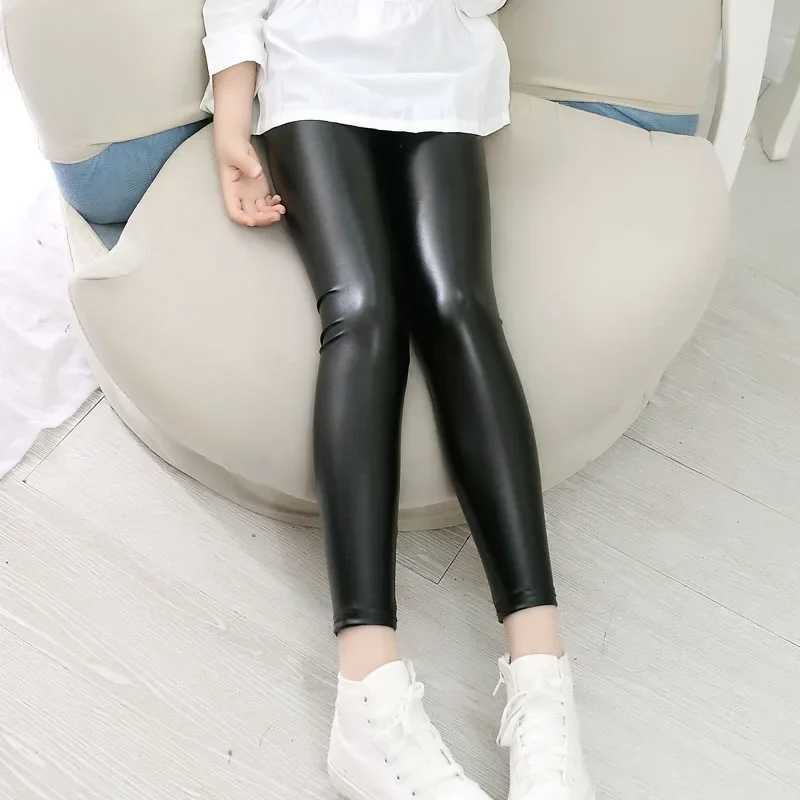 Spring Childrens Pants for Girls Fashion Faux Leather Girls Leggings Thin Kids Skinny Trousers Kids Clothing Girl Pencil Pants Y240906