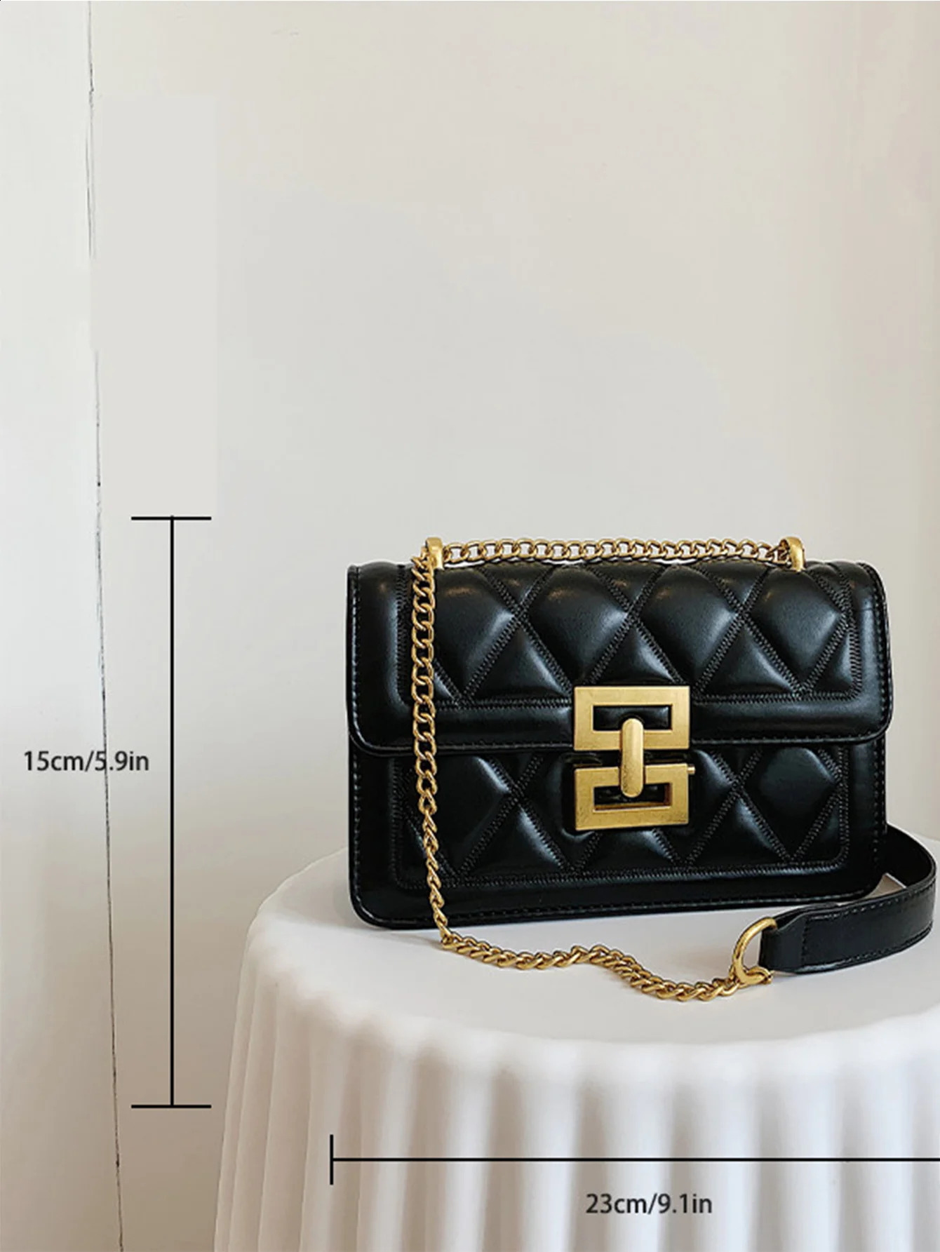 Stylish Quilted Flap Shoulder Bag With Metal Chain Strap y240906