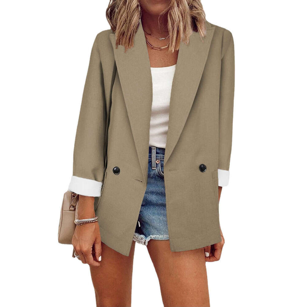 2024 fashion winter new item solid color small single piece long sleeved spring and autumn suit jacket