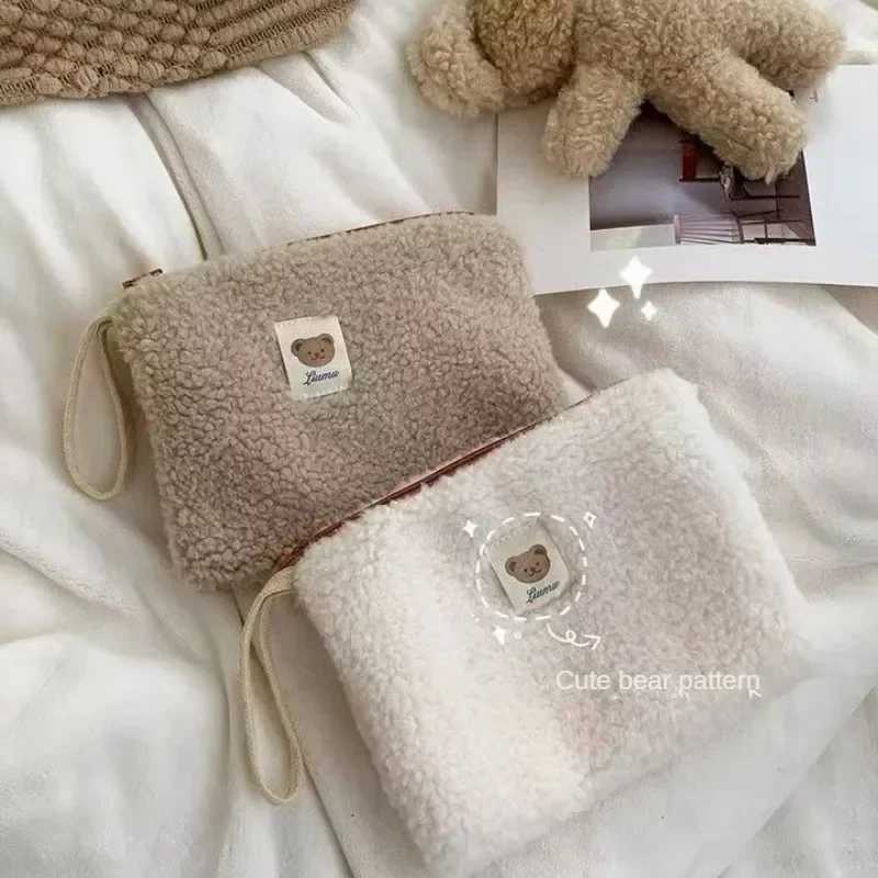 Large Capacity Cute Plush Travel Cosmetics lipstick Storage Bag Womens Makeup Kit Handbag Organizer Wallet Pencil Case Bag W240905