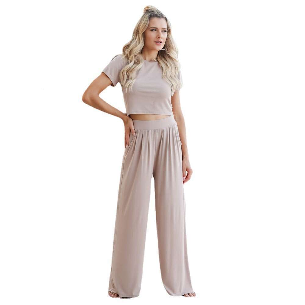 Fashion Casual 2024 Spring/Summer New Short Sleeve T-shirt+Pants Two Piece Set Large Women's Wear