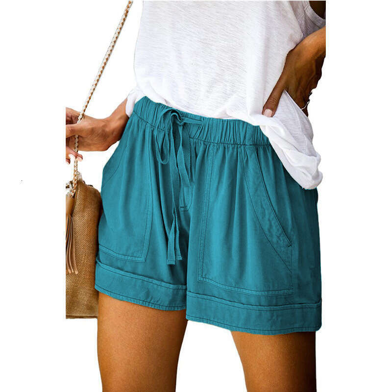 Casual for women 2024 summer new European version high waisted lace up loose wide leg shorts