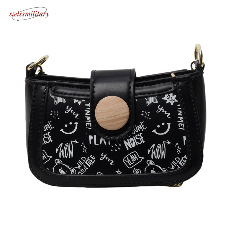 Swissmilitary Cute graffiti niche armpit women's 2024 popular new style fashionable single shoulder small square high-end crossbody bag #34