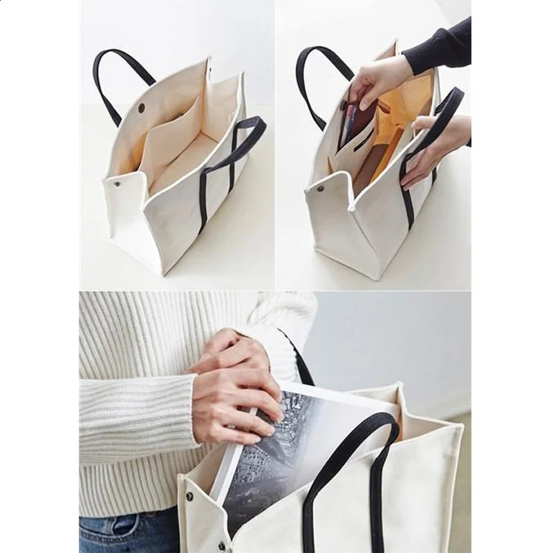 Canvas Bag Female Portable Professional Office College Student Notebook School Backpack briefcase Shopping Handbag 240906