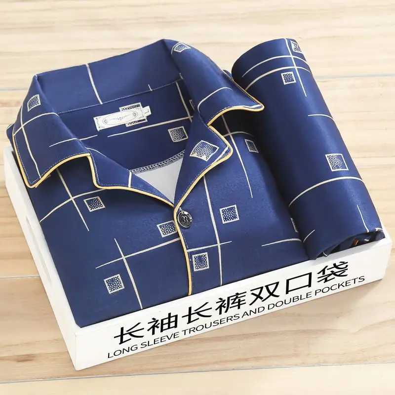 Mens Pajamas Autumn New Long Sleeved Pyjama Two Piece Korean Loose Striped Pijamas Suit Male Casual Sleepwear Sleep Clothes Set Y240906