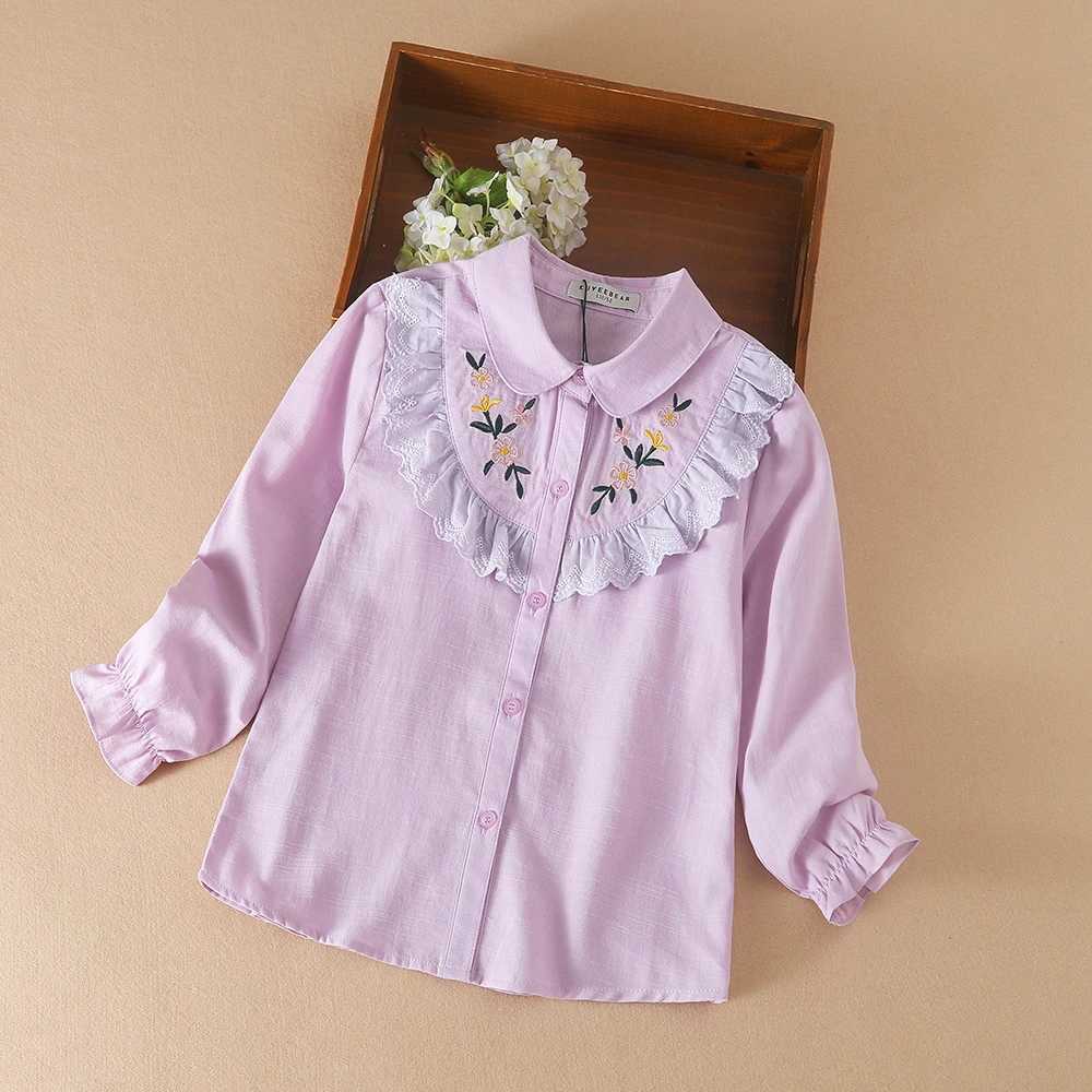 Girls Blouses 100% Cotton White Long Sleeve Autumn Kids Clothes for 8 10 12 Years Embroidery Tops Girls School Shirts Y240906