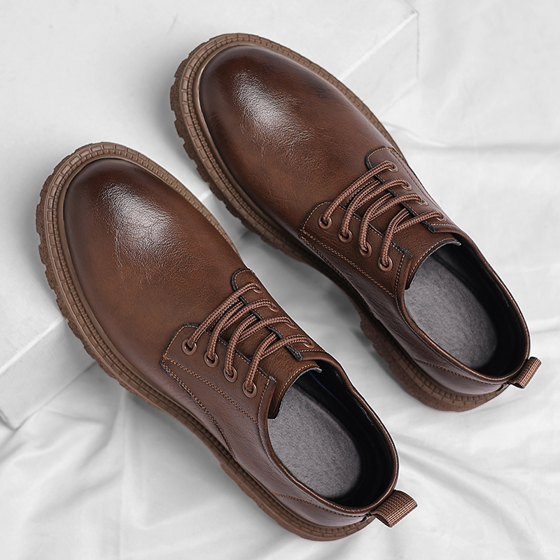 Derby Leather Outdoor Fashion Chunky Lace Up Retro Dress Men Busines Office Casual Party Wedding Shoes Man