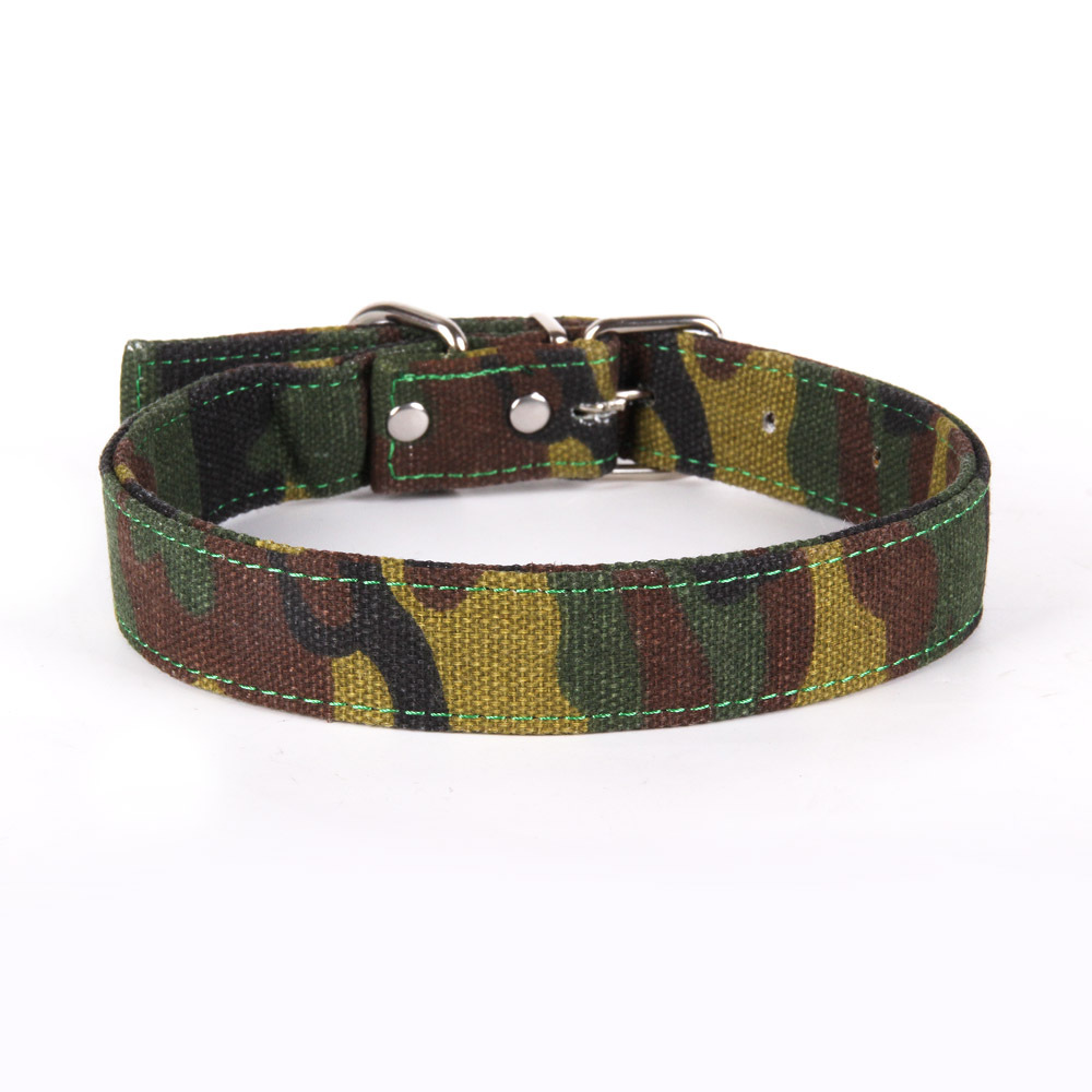 Medium and large training dog Camouflage wood camouflage collar Fashion canvas pet large dog collar collar collar