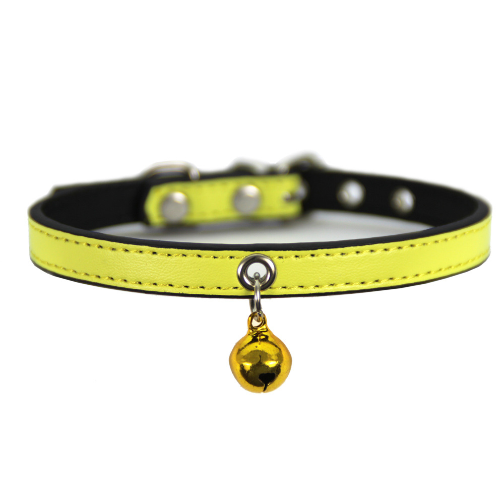Pet collar new item in stock wholesale pet collar PU black base cat collar bell Durable Pet Accessory for Cats