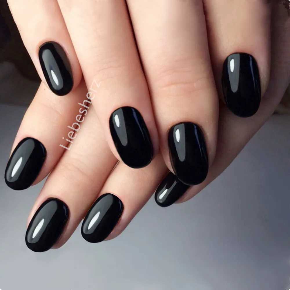 24 shiny wine red oval shaped short fake nails designed for DIY finger tip manipulation tools W240905