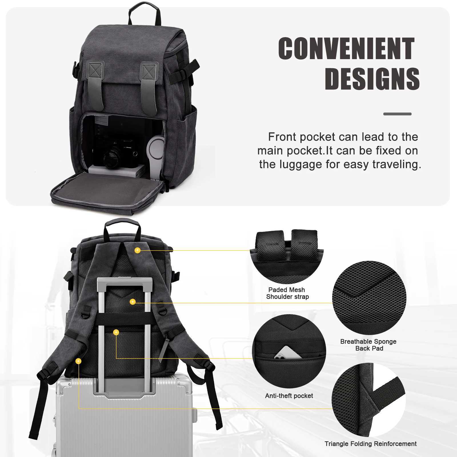 Camera Bag for Men Travel Backpack College Waterproof Laptop Women Fashion Business Work Casual Hiking 240906