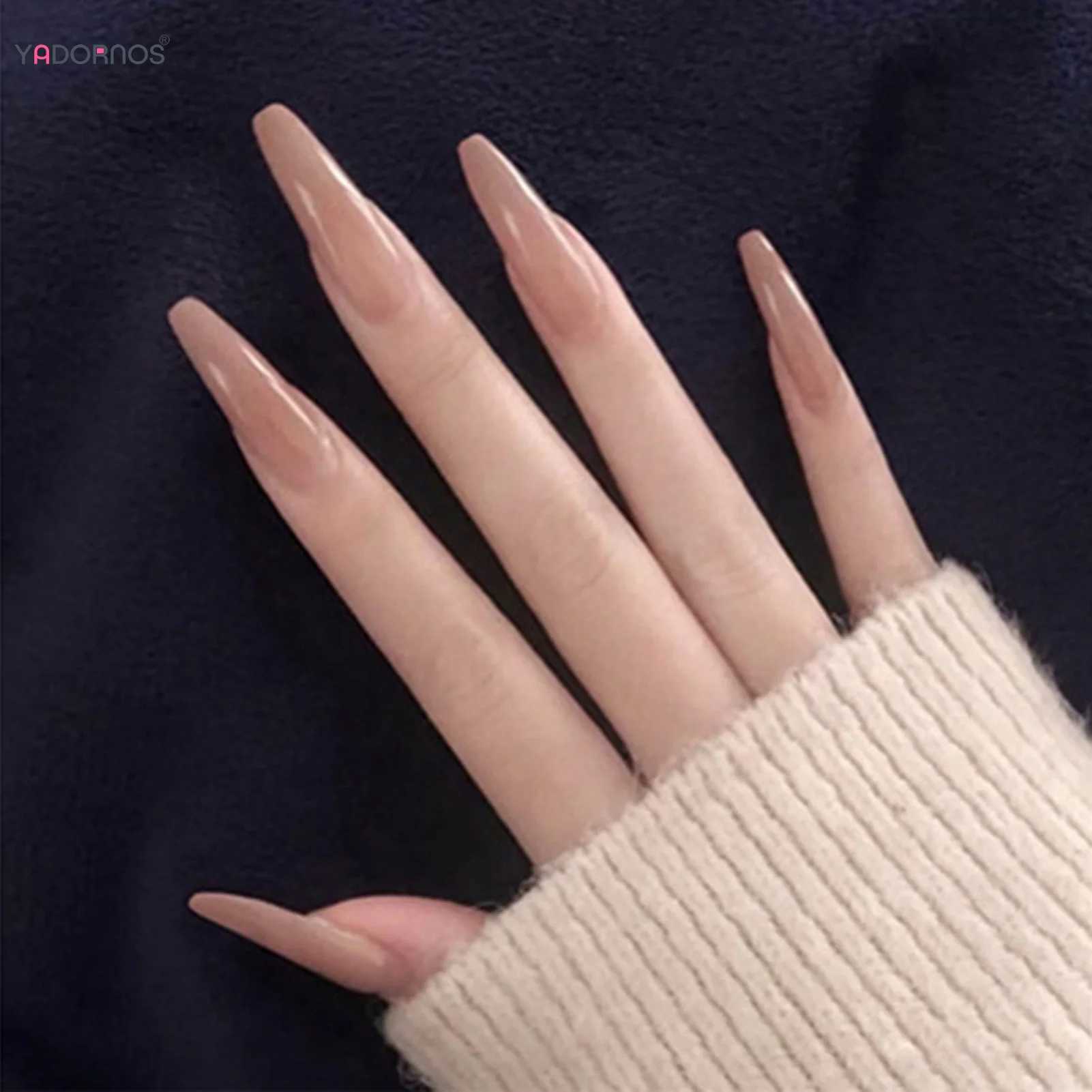 24 pieces of gradient pink pressed on nails long holiday nails smooth long finished nail tips suitable for nail extension W240905