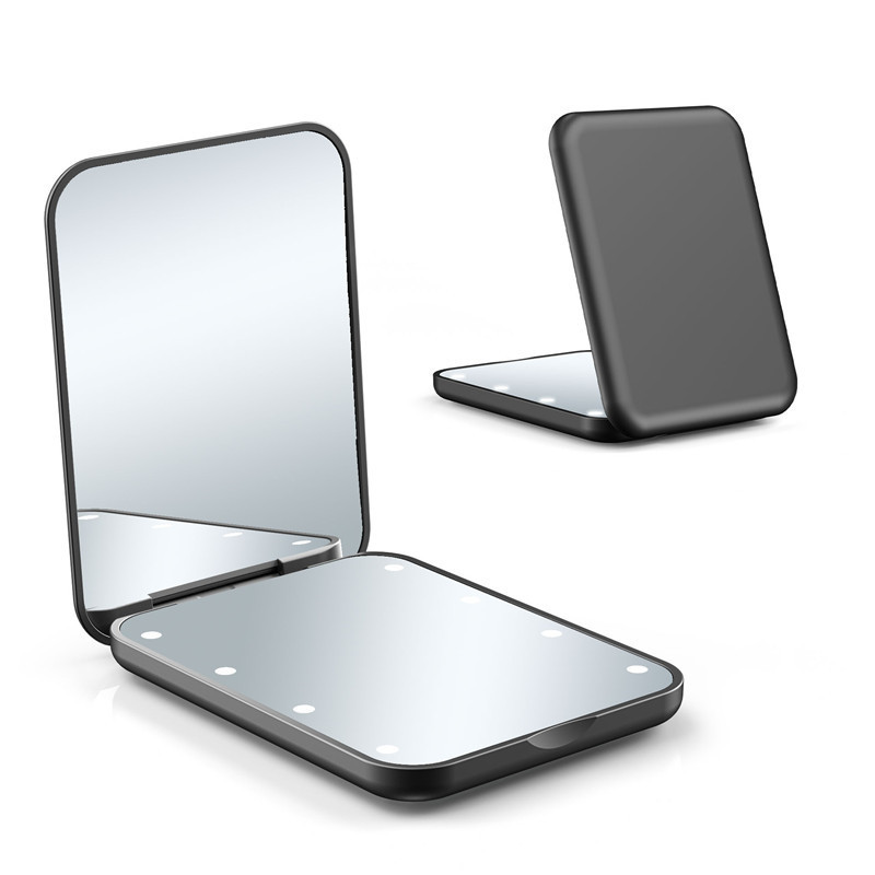 4 Colors Compact Mirror, 1x/2x Magnifying LED Pocket Mirror, Small Lighted Travel Makeup Mirror Folding, Handheld, 2-Sided Mini Mirror with Lights for