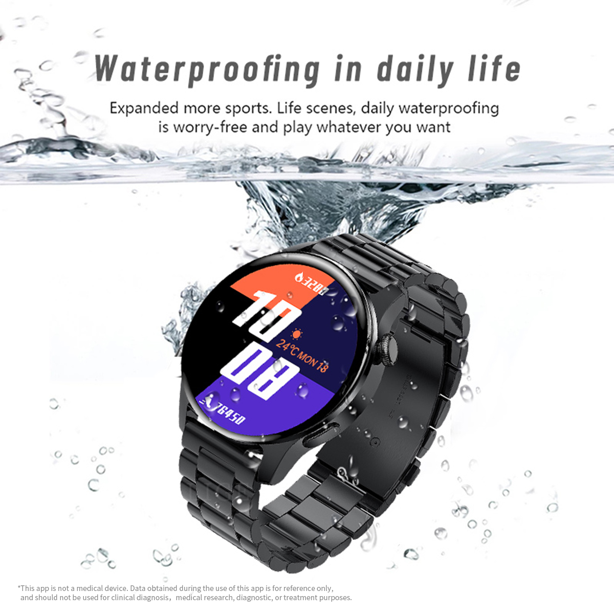 LIGE's new smart watch with precision steel strip, multifunctional waterproof sports chronograph, Bluetooth call remote control camera watch