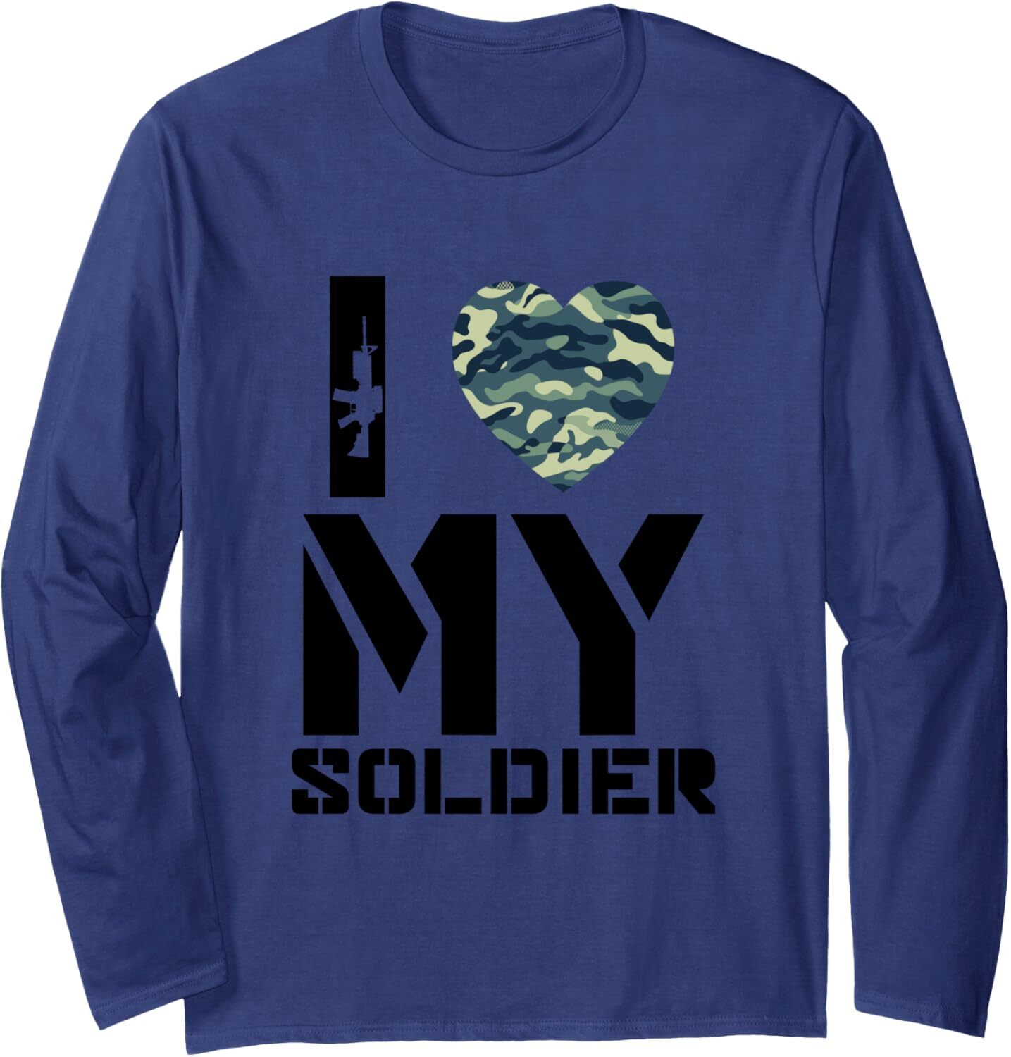 Long Sleeve Shirts for Men sweatshirt I Love My Soldier Patriotic Heart Shape Gift Long Sleeve Tee Streetwear Casual tops clothes