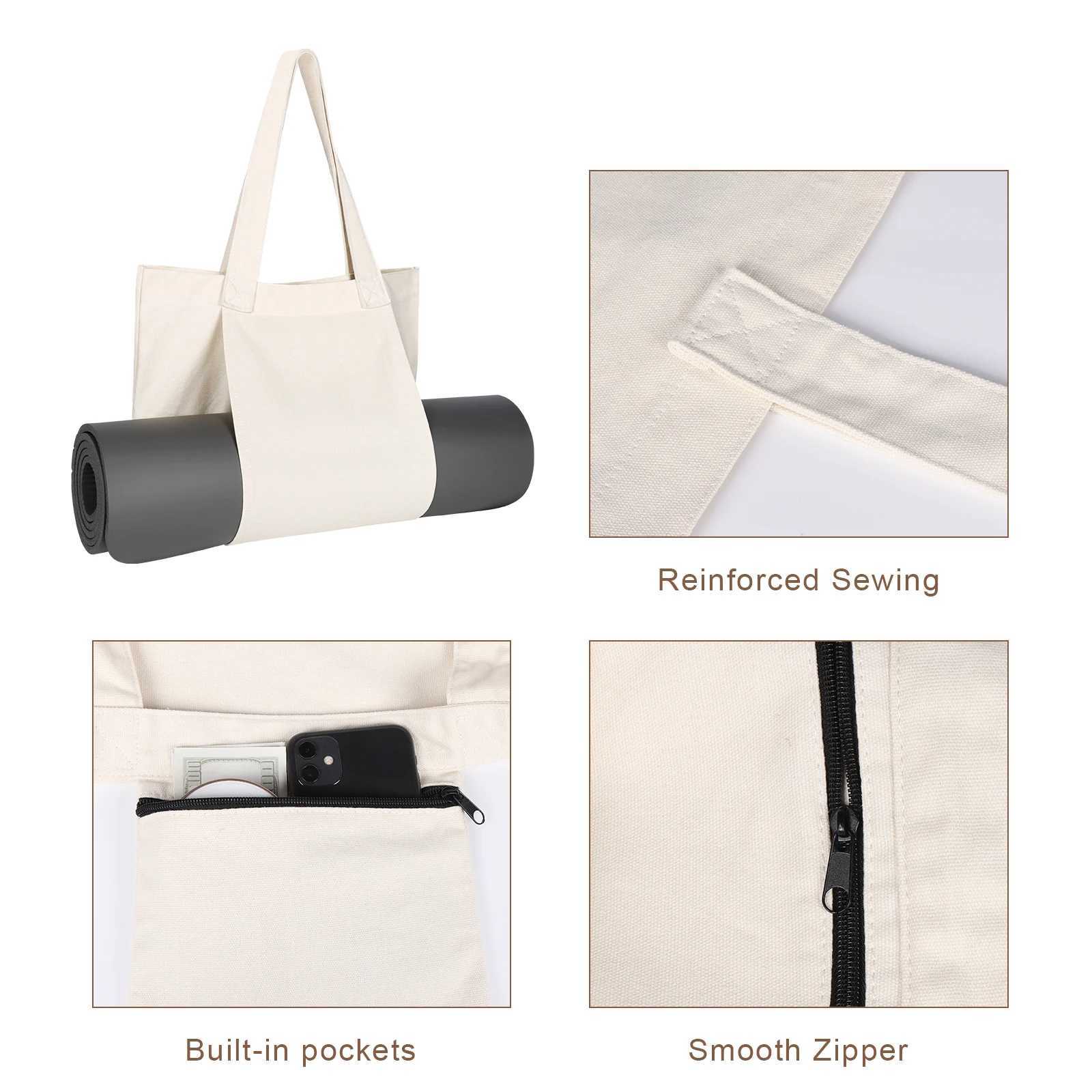 Yoga Mat Large Capacity Washable Foldable Lightweight Pilates Mat Luggage Durable Canvas Handbag Fitness Dance Gym W240906
