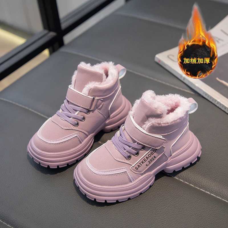 Mid Top Children Biker Boots Kids Trendy All-match Warm Casual Shoes Girl Boy Tooling Boot Winter Wear-resistant Child Snow Boot M240906