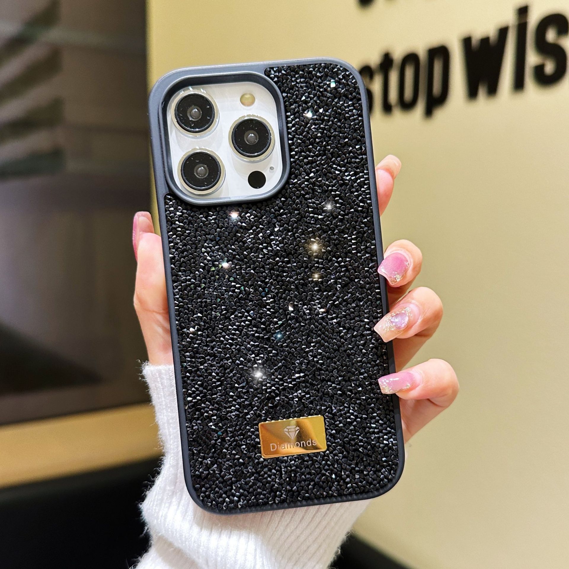 Luxury Fashion INS Dazzling Full Covered Zircon Macaroon Color Bling Glitter Diamond Case For iPhone 17 Air 16e 16 15 14 13 12 11 Pro Max Samsung S22 