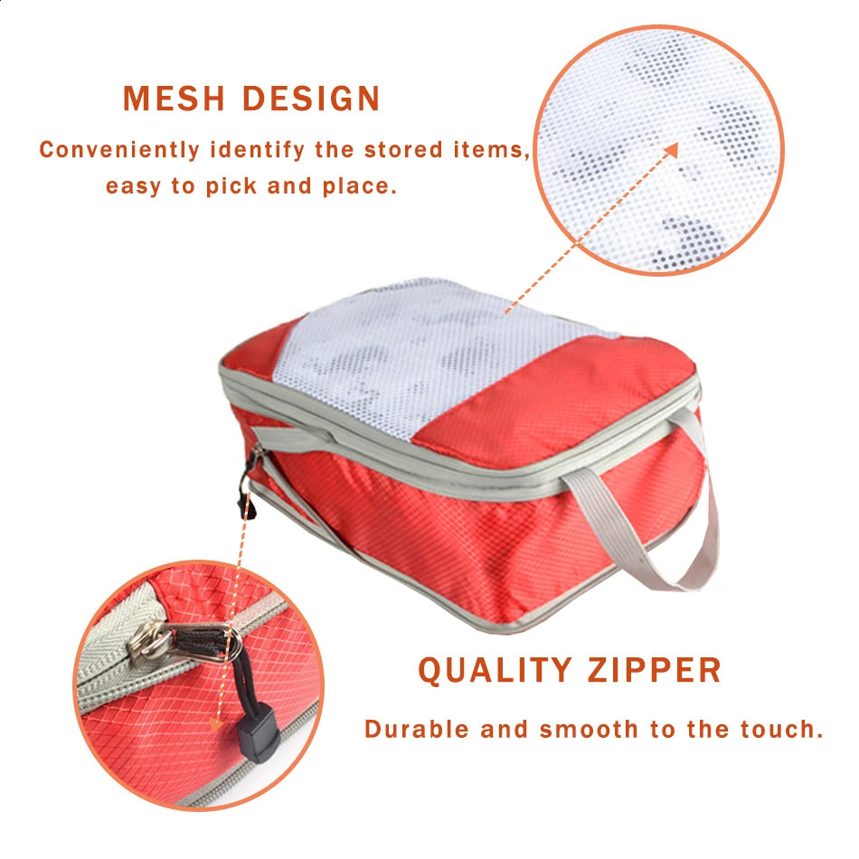 Travel compression packaging cube portable luggage manager storage bag shoe with mesh lightweight folding handbag 240906
