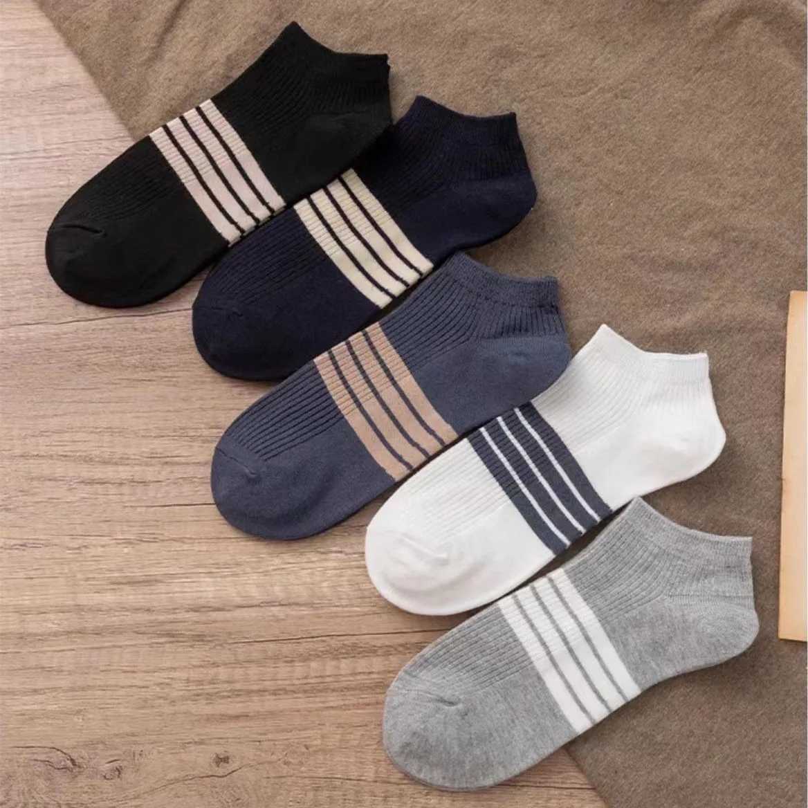 5 pairs of summer mens new letter socks breathable sweat absorbing invisible and comfortable Ankle Sports Meias wholesale W240905