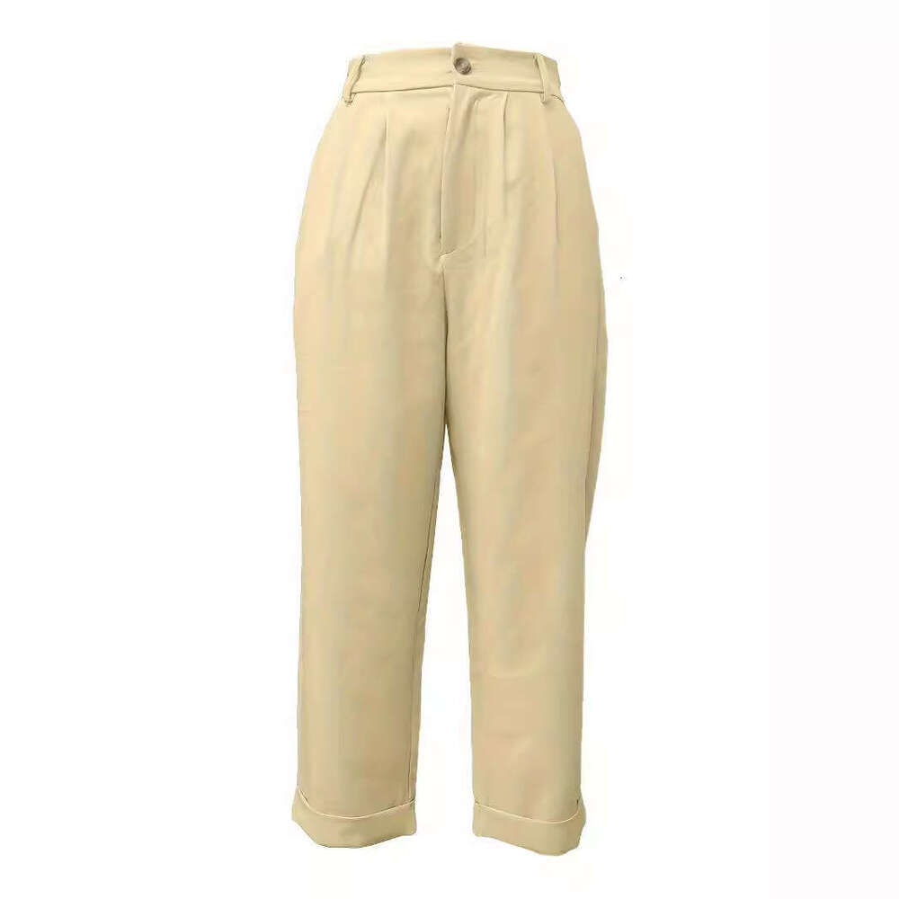 2024 new commuting style with slim and solid pockets, high waisted versatile casual suit pants for women