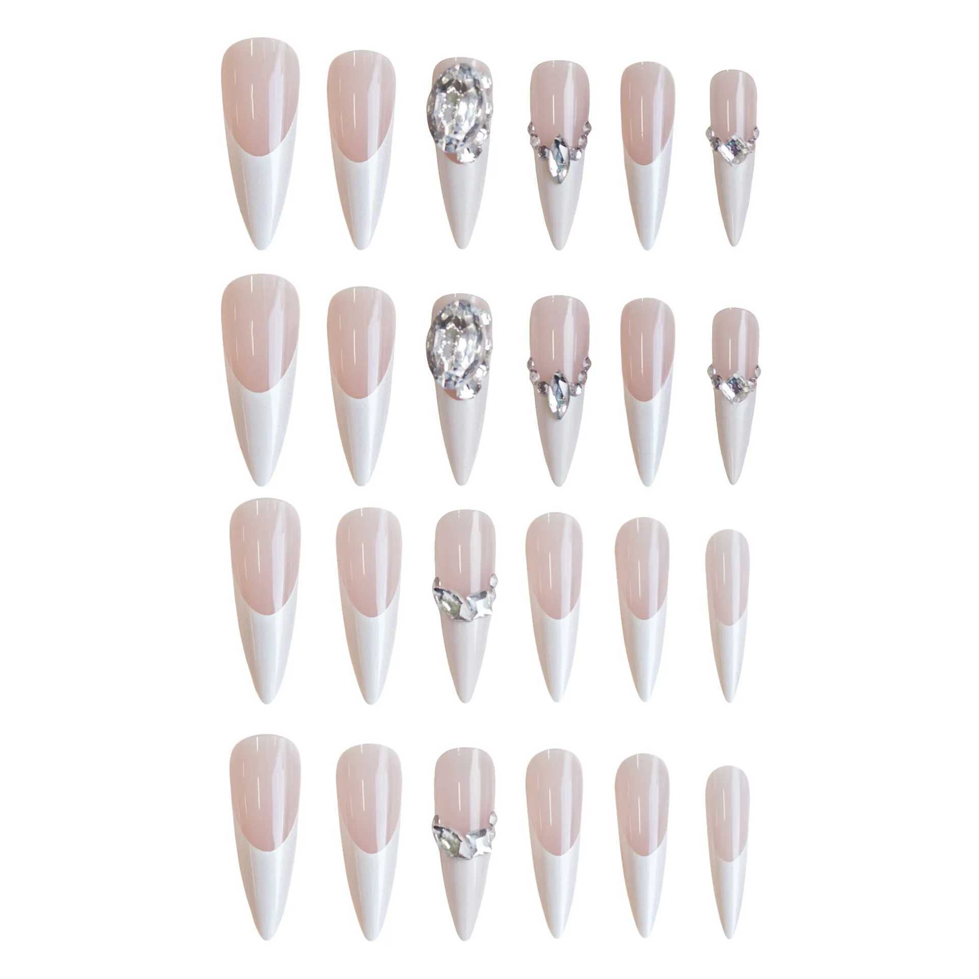 Silk stake drill fake nail elegant pearl wearing nail film nail patch 24 pieces nail patch W240905