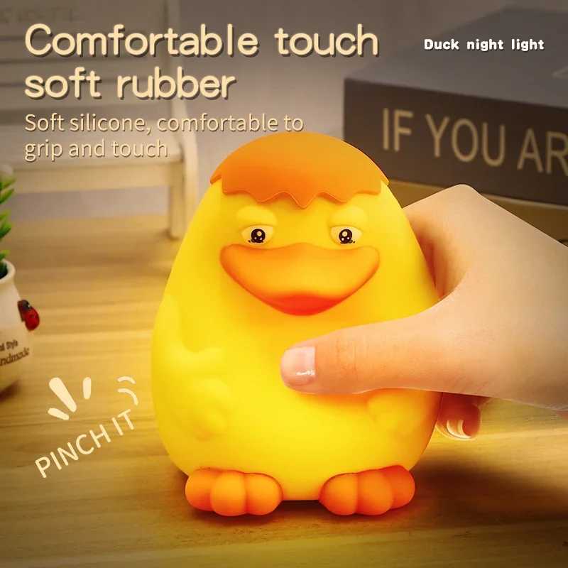 Cute Duck Night Light Silicone Kindergarten Sleep Light Rechargeable Desk Lamp with Touch Sensor Suitable for Bedroom Children Adult Gifts W240816