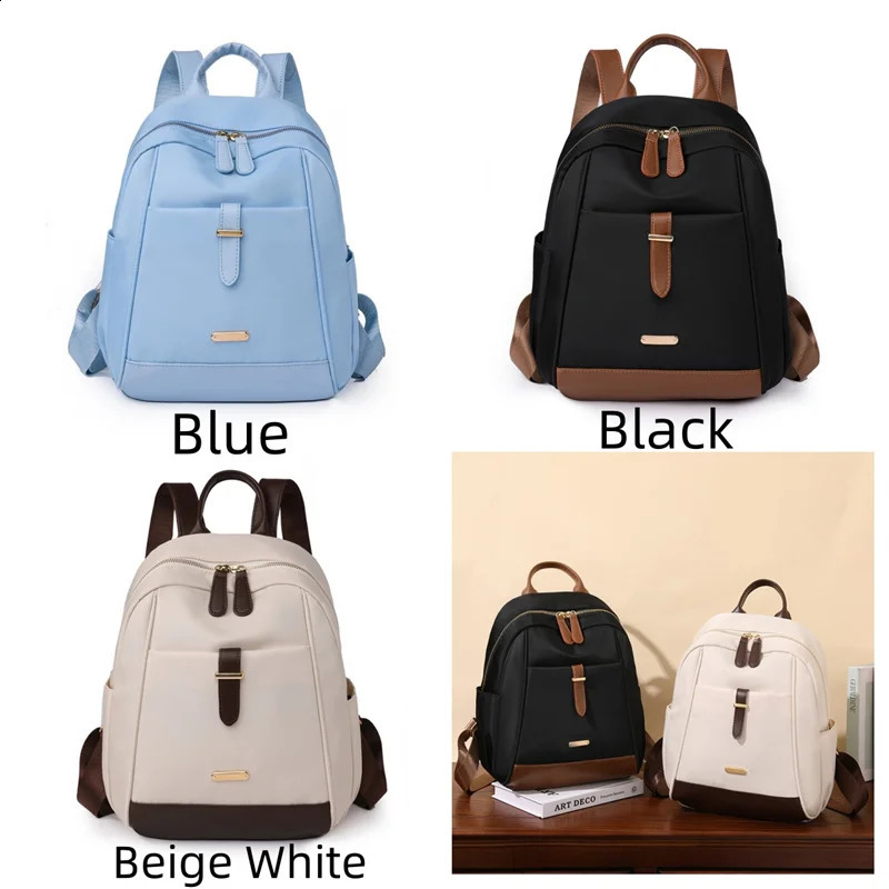 Womens waterproof nylon fashionable highcapacity backpack womens Versatile Travel Rucksacks casual simple student 240906