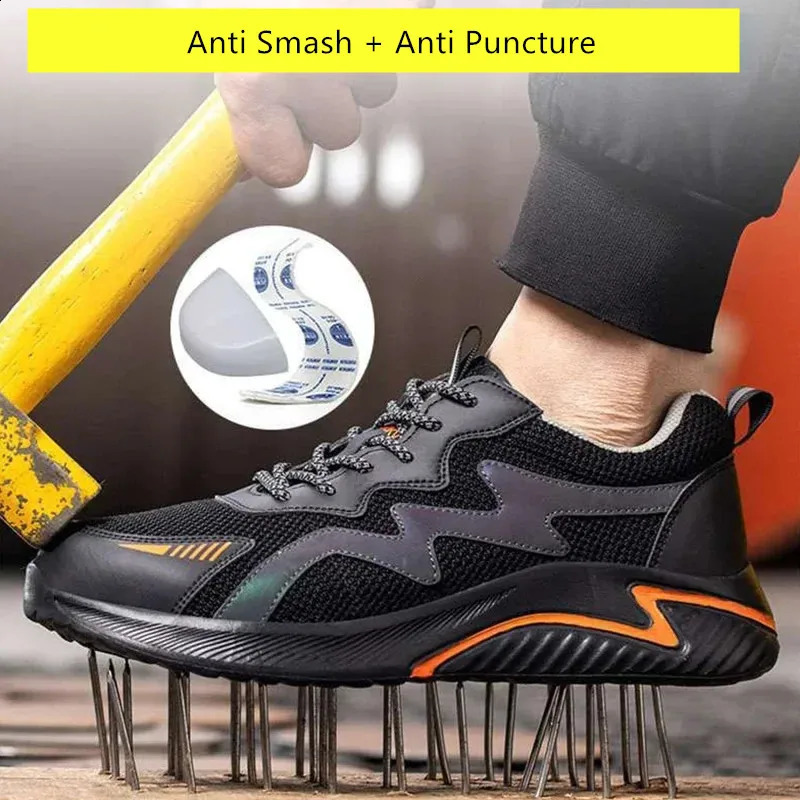 Security-Protection insulated shoes anti oil safety sneakers for work plastic toe safety shoes high reflective safety work shoes 240902