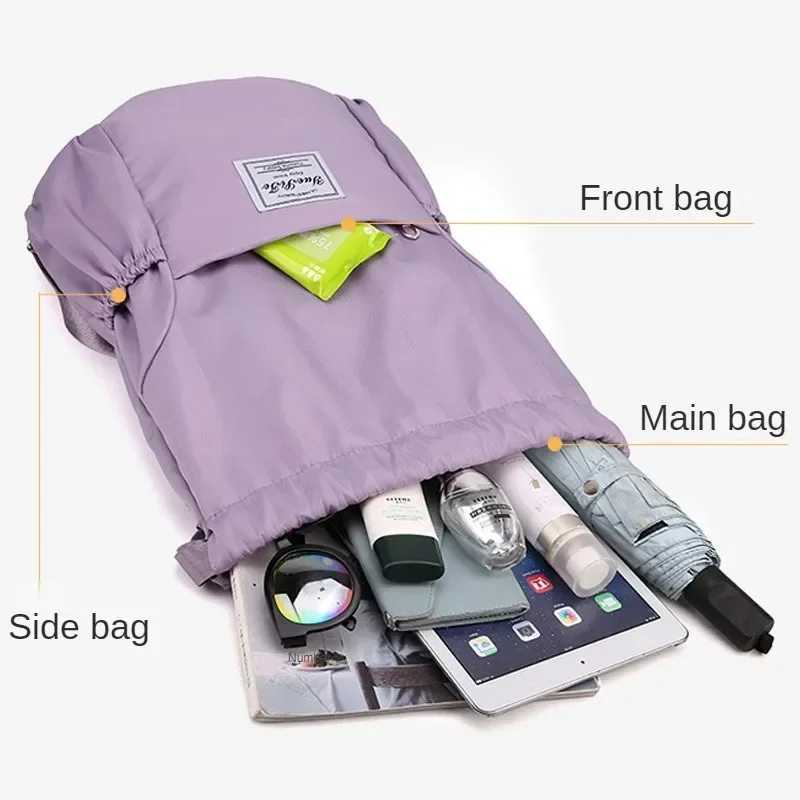 Outdoor backpack lightweight Oxford cloth shoulder bag yoga bag mens waterproof sports drawstring bag W240906