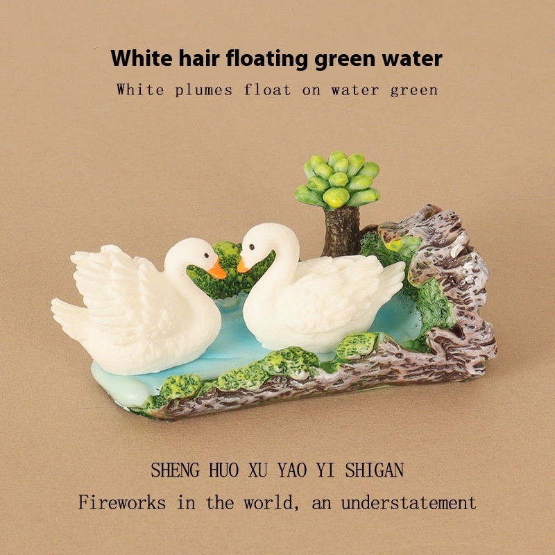 Mini Swan Swimming Resin Creative Crafts Office Desktop Micro Landscape Home Scene Decoration