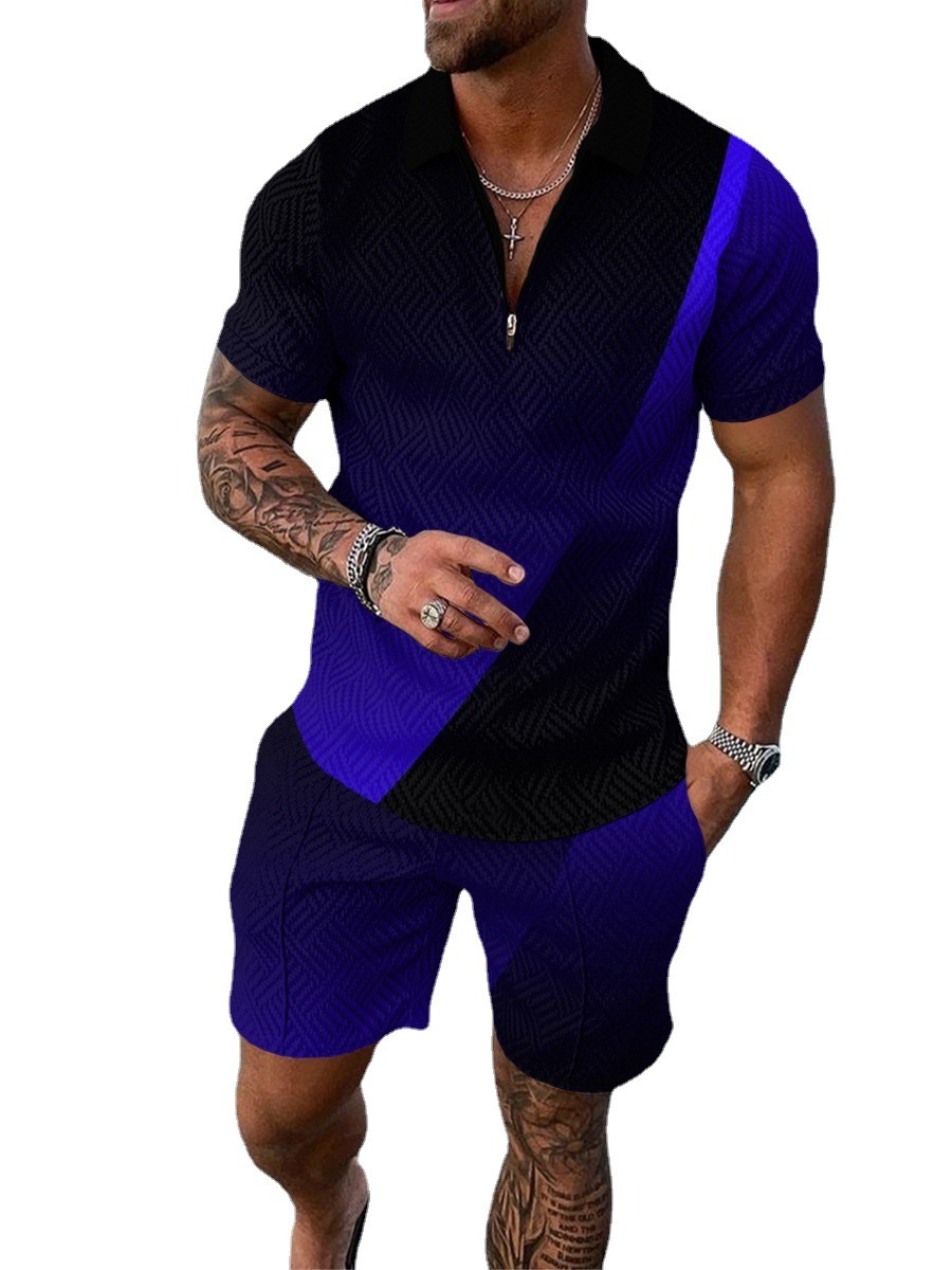 Mens Fashion Print Sets Men Tracksuit Jogging Golf Tee Shirt Polos Tops Shorts Casual Pant Active wear Set Fashion Short Sleeve Polo T-Shirts Plus Siz