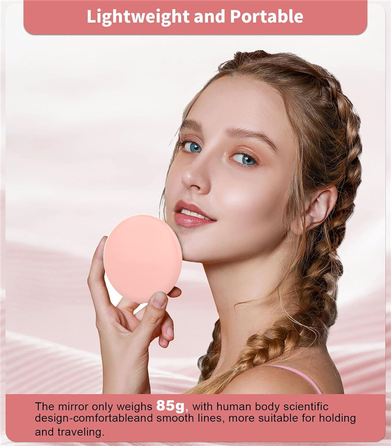 Compact Mirror With Light, 1x/10x Magnification Travel Makeup Mirror, Handheld 2-sided Mirror, Compact Mirror For Purses Espejo Compacto Con Luz