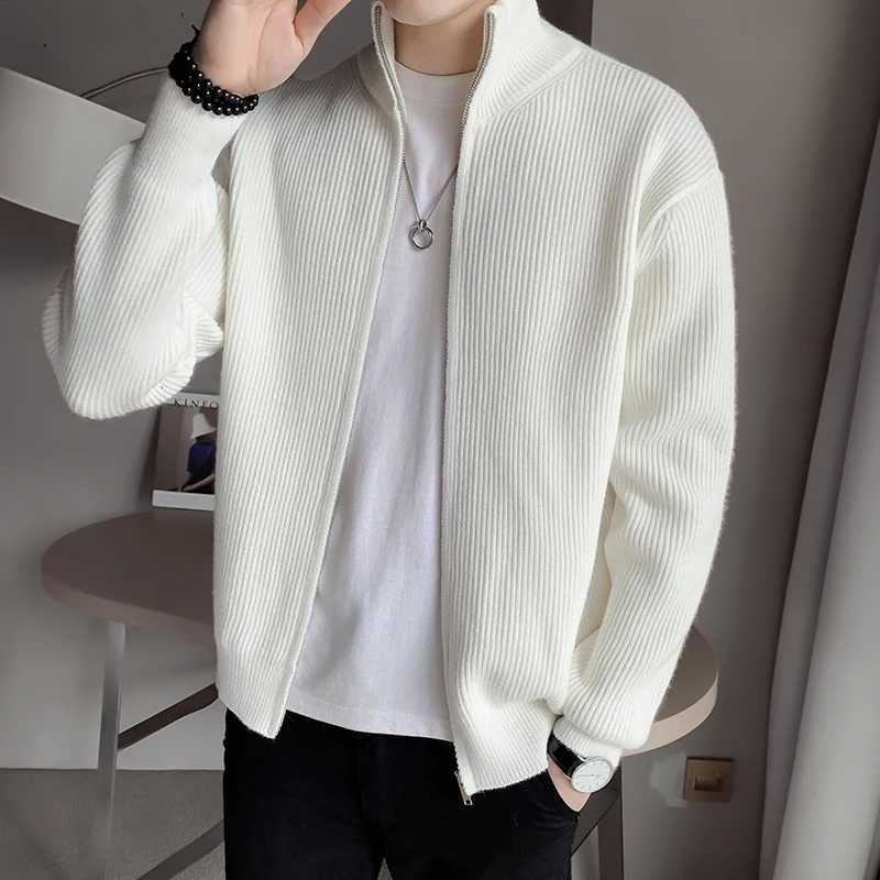 2023Fine Mens Fashion Breathable Casual British Style Youth College Fashion Trend Comfortable Slim Cardigan Korean Version Knit Y240906