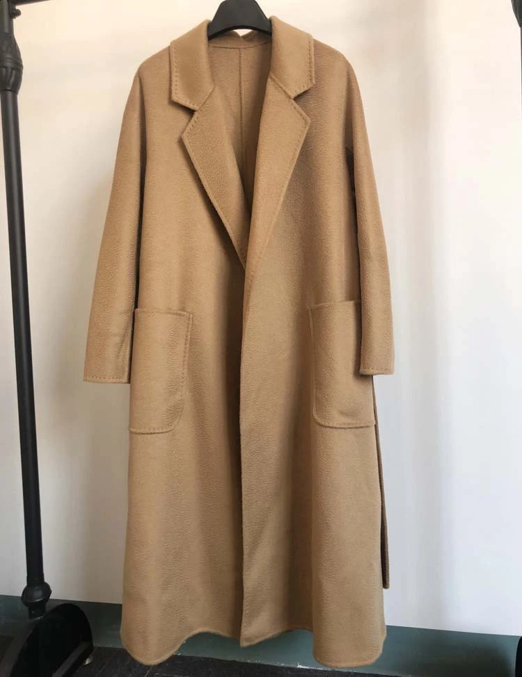 Lanmrem High end Water Pattern Double sided Wool Coat Womens Long Bathroom Style Winter 2A462 240905